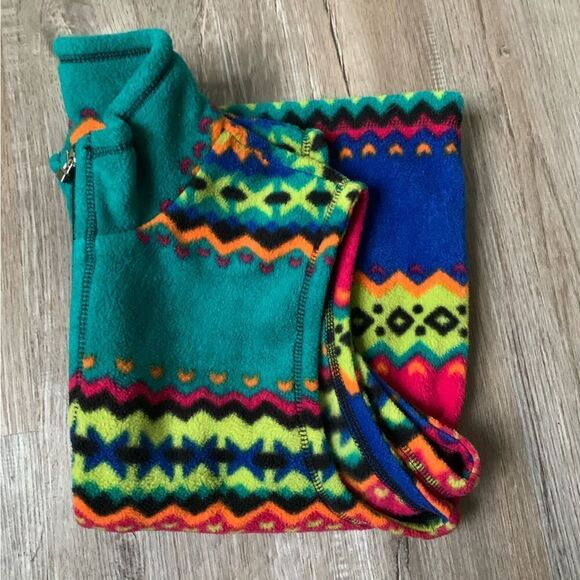VTG Funky Vest Jacket Full Zip Multi Color Pattern Striped Retro Size M L - Picture 8 of 9